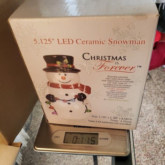 5.125” LED Ceramic Snowman Christmas Holiday Decor Light Up Figurine NIB - Picture 7 of 7